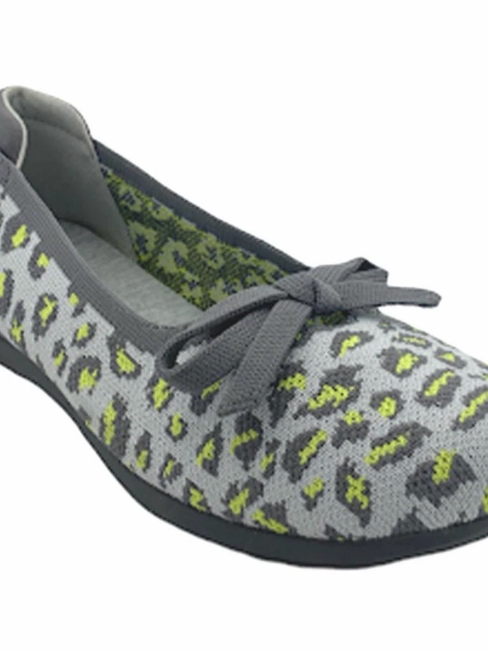 Clarks Women's Cloudstepper Carly Hope flats in a gray and yellow leopard print
